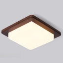 1 Light Art Deco LED Wooden Surface Mount Ceiling Lamp with Lucite Shade