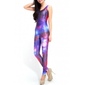 Starry Cosmos Digital Print Sleeveless Jumpsuits
