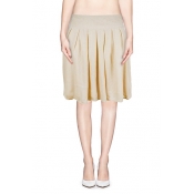 Nude Zip Side Pleated A-line Skirt