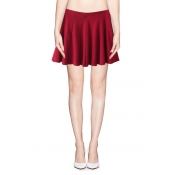 Solid Elastic Waist Ruffled Mini Skirt