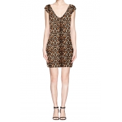 Sexy Sleeveless Round Neck Leopard Print Bodycon Dress