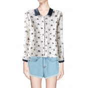 Contrast Collar Floral Print Shirt with Concealed Placket