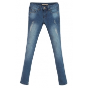 New Look Ripped Light Wash Mid Rise Jeans