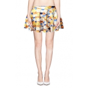 Sweet Elastic Waist Mini Skirt in Sunflower Print