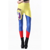 Flag of Colombia Print Leggings in Stretch Poly Fabric