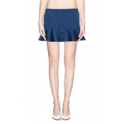 Cranes Print Elastic Waist Pleated Casual  Mini Skirt