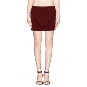 Solid Rib Knit Elastic Waist Bodycon Mini Skirt