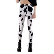 Cow Print Elastic High Waist Skinny Leggings