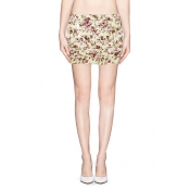 Blooming Flower Print Zip Fly Bodycon Mini Skirt