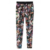 Floral Print Drawstring Waist Casual Pull-On Pants