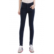 High Rise Zipper Fly Skinny Jeans with Pockets