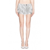 Asymmetric Front Zip Fly Button Embellished Safari Shorts