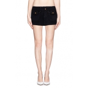 Black Stud Detail Mini Bodycon Skirt in Cotton