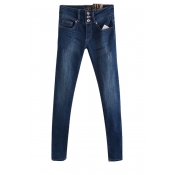 Scratch Button and Zip Closure Skinny Jeans