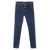 Four-Button Fly Concise Skinny Jeans in Seam Detail