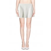 White Zip Back A-line Skirt with Seamed Detail