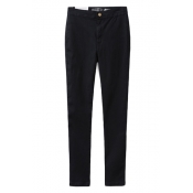 Solid Concise High Rise Zip Fly Slim Jeans