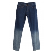 Ombre Zip Fly Skinny Harem Jeans with Pocket