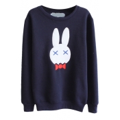 Lovely Rabbit Pattern Round Neck Long Sleeve Sweatshirt