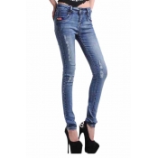 Light Color Pencil Jeans with Mid Rise