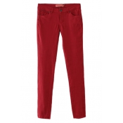 Plain Pocket Front Skinny Pants with Zipper Fly