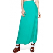 Plain Chiffon Maxi Skirt with Double Slit