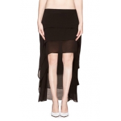 Special Design Dip Hem Chiffon Skirt with Elasic Waist