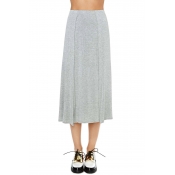 Plain Double Slit Skirt in Tea Length