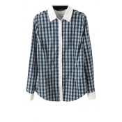Gingham Print Long Sleeve Shirt with Contrast Trim