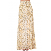 Elegant High Waist Maxi Skirt in Floral Print