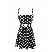 Polka Dot Print Cutout Zipper Bustier Dress