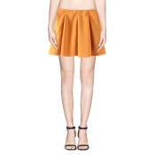 Plain Pleated  Midi Waist Cotton Mini A-line Skirt