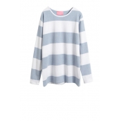 Striped Round Neck  Long Sleeve Tee