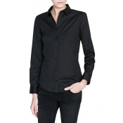 Black Concise Work Style Slim Shirt