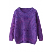 Plain Cutout Knit Split High Low Hem Sweater