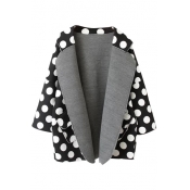 Oversized Polka Dot Pattern Open-front Loose Coat