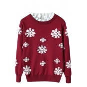 Snowflake Pattern and Scallop Collar Knitted Sweater