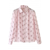 Pearl Pink Background All Over Cat Print Shirt