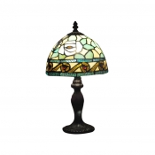One Light Table Lamp with Hat Shade Designed in Tiffany Style
