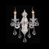 Glistening Shining Two Light Wall Sconce Features Strolling Arms Phoenix Feather Crystal