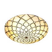 Remarkable Contemporary Tiffany Flush Mount Light Fixture with Grid Structure Shape