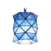 Single Light Blue Glass Shade 6 Inches Wide Tiffany Mini Pendant Light