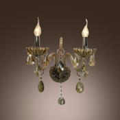 Gleaming Clear Crystal and Two Candle-style Light Formed Spectacular Wall Sconce