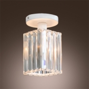 Elegant Semi Flush Mount Features All White Finish and Square Crystal Shade Creating Welcomed Embellishment