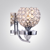Sparkling Single Light Wall Sconce Adorned with Beautiful Crystal Beads Mounted in Steel Frame