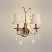 Handsome Traditional Wall Sconce Style Complete with Scrolling Arms and Crystal Beads Detailing