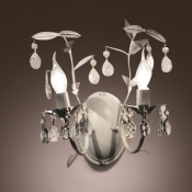 Elegant Charming Wall Sconce Features White Finish and Clear Crystal Teardrops