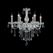 Waterfall Crystal Droplets 6-Light  Decorative and Elegant Clear Crystal Chandelier