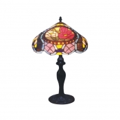 Tiffany Designed Style Table Lamp with One Light in Flower and Diamond Pattern