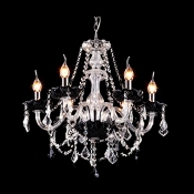 Dining Room Majestic Black Tray Six Candle Lights Traditional and Graceful Chandelier